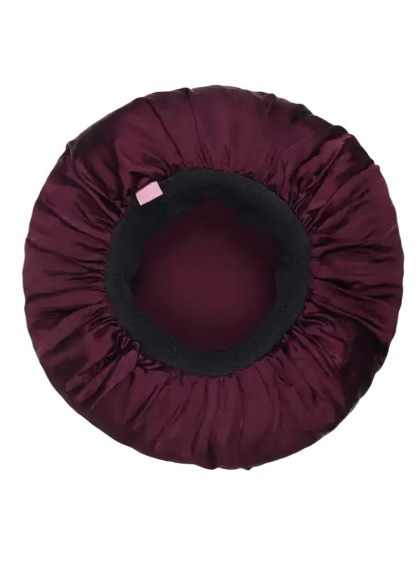 Manetain Mulberry Silk Bonnet Lycra Band Wine With No Tying Option