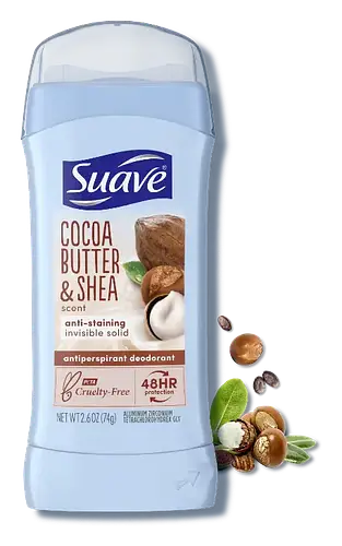 Suave Invisible Solid Deodorant Stick Cocoa Butter & Shea