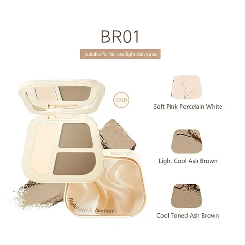 Focallure Three Color Highlight And Contour Palette #BR01