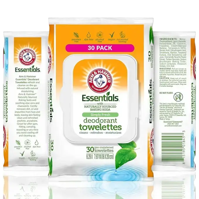 Arm & Hammer Essentials Deodorant Towelettes Simply Fresh