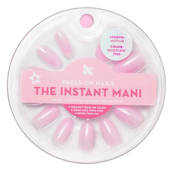 Olive & June Glue Press-Ons Medium Iridescent Pink