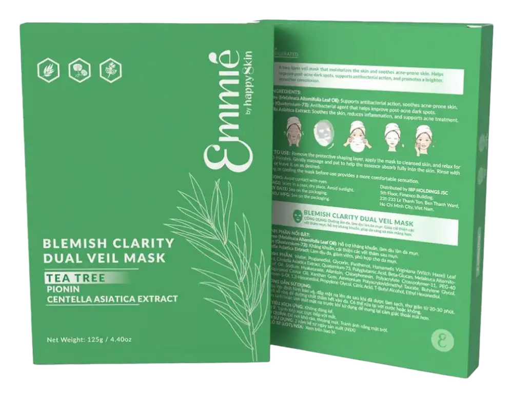 Emmié By Happy Skin Tea Tree Blemish Clarity Dual Veil Mask
