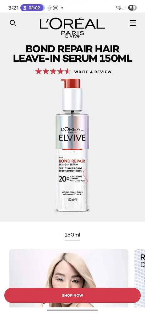 L'Oreal ElviveBond Repair Hair Leave-In Serum