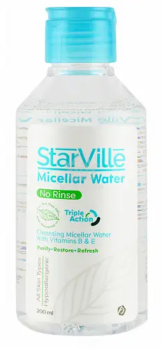 Starville Hypoallergenic Antibacterial Purifying, Restoring & Refreshing Micellar Water with Tea Tree Oil, Vitamin B & E for All Skin Types