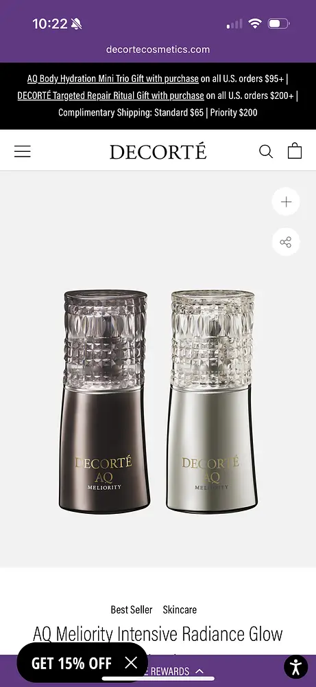 Decorte AQ Meliority Rejuvenating Glow Day Serum