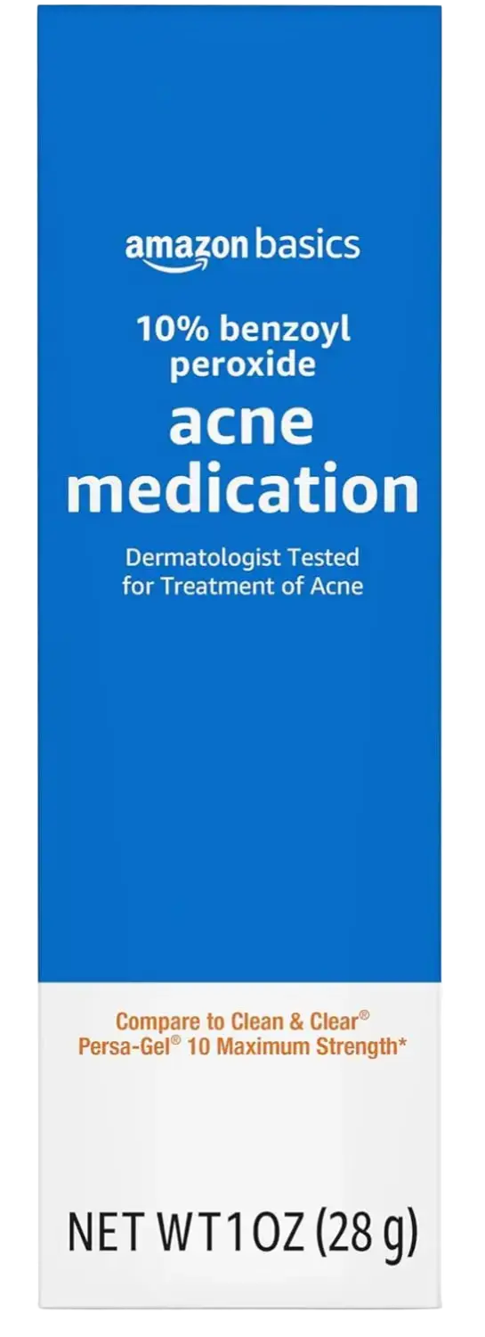 Amazon Basics 10% Benzoyl Peroxide Acne Medication, Maximum Strength, Face Gel