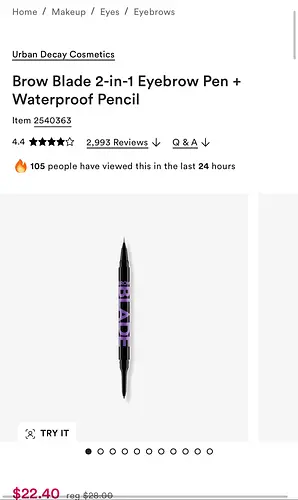 Urban Decay Brow Blade 2-in-1 Eyebrow Pen + Waterproof Pencil