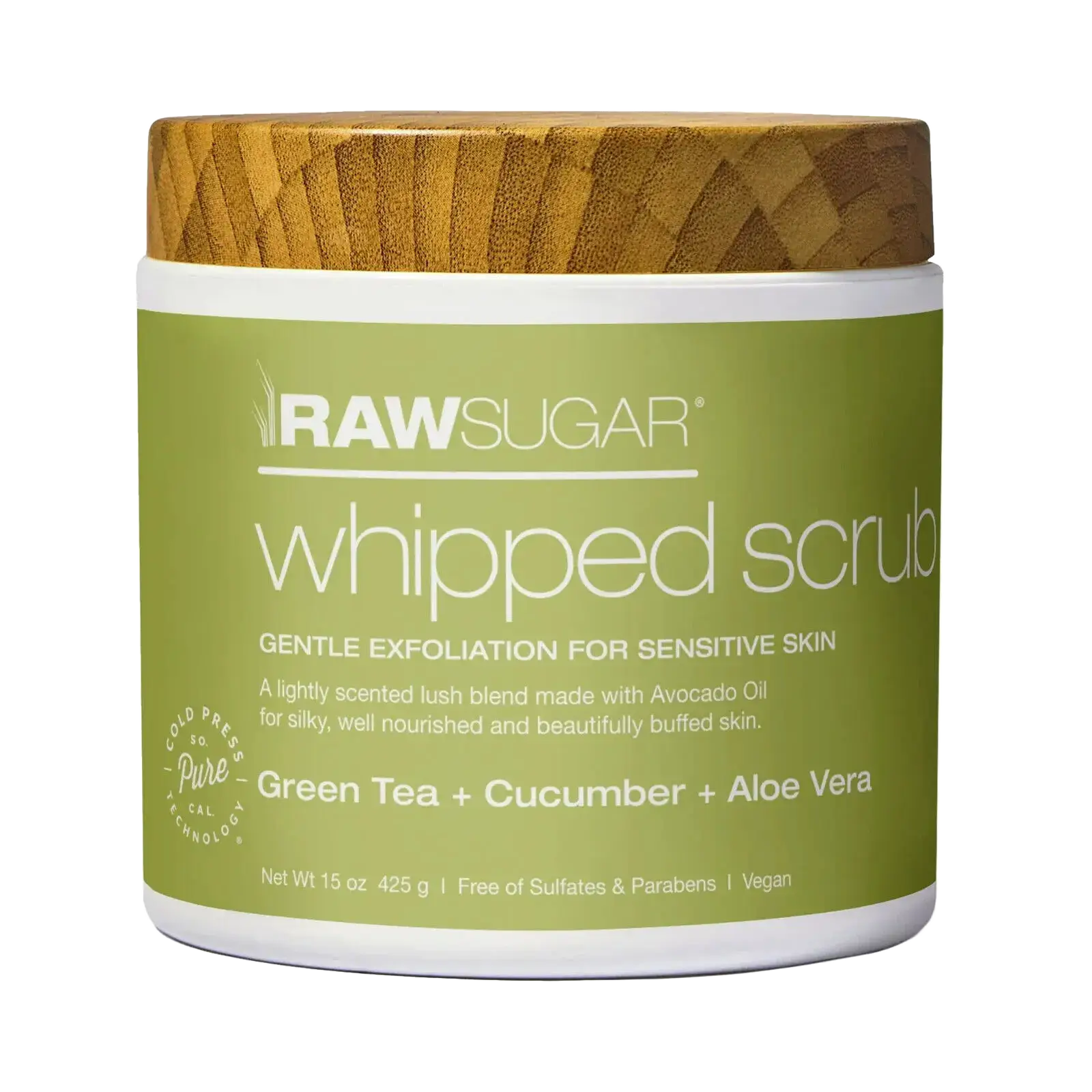 Raw Sugar Whipped Scrub For Sensitive Skin Green Tea + Cucumber + Aloe Vera
