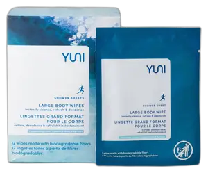 Yuni Beauty Shower Sheets Large Body Wipes Peppermint Citrus
