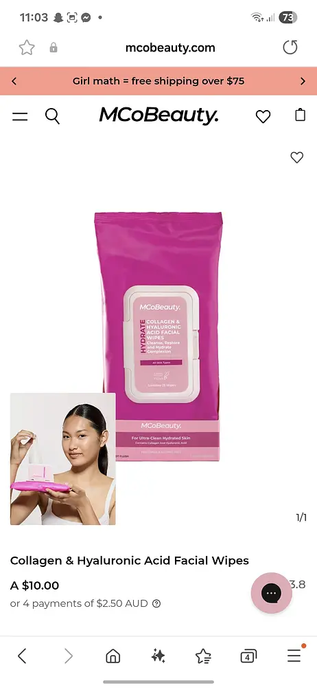 MCoBeauty. Collagen & Hyaluronic Acid Facial Wipes