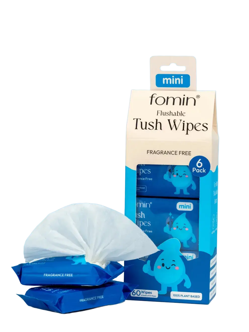 Fomin Flushable Tush Wipes Fragrance Free
