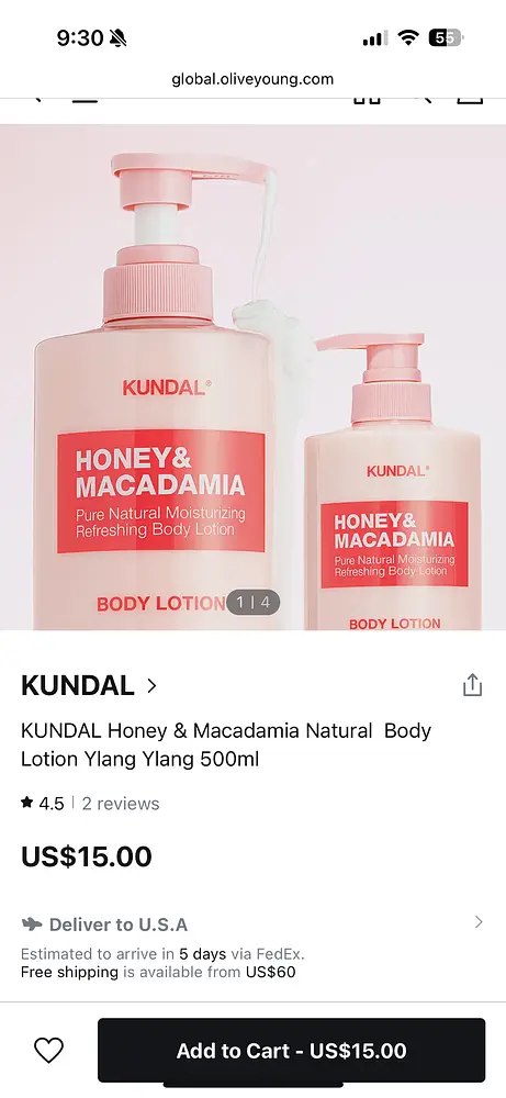 Kundal Honey & Macadamia Body Lotion Ylang Ylang