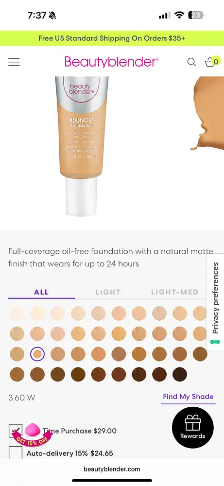 beautyblender Bounce Liquid Whip Long Wear Foundation 3.60 W