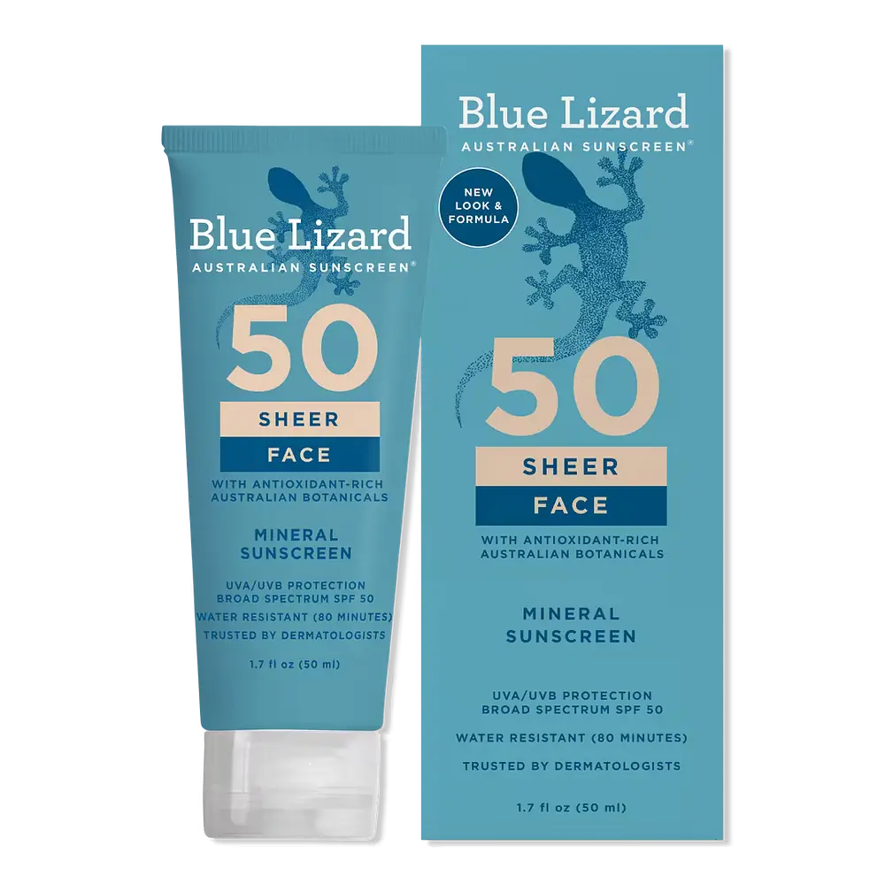 Blue Lizard Sheer Mineral Sunscreen Lotion for Face SPF 50