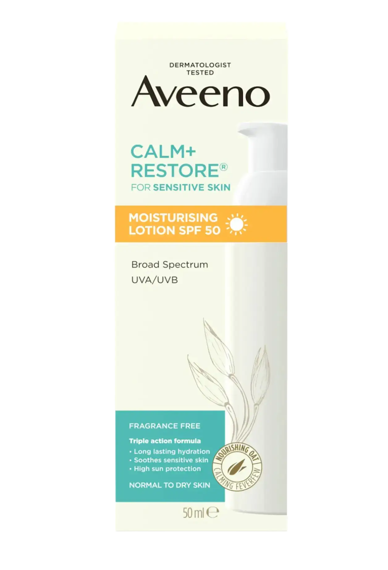Aveeno Calm + Restore Moisturising Lotion SPF 50 UK