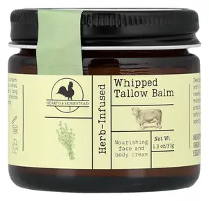 Hearth & Homestead Whipped Tallow Balm Herb-Infused (Unscented)