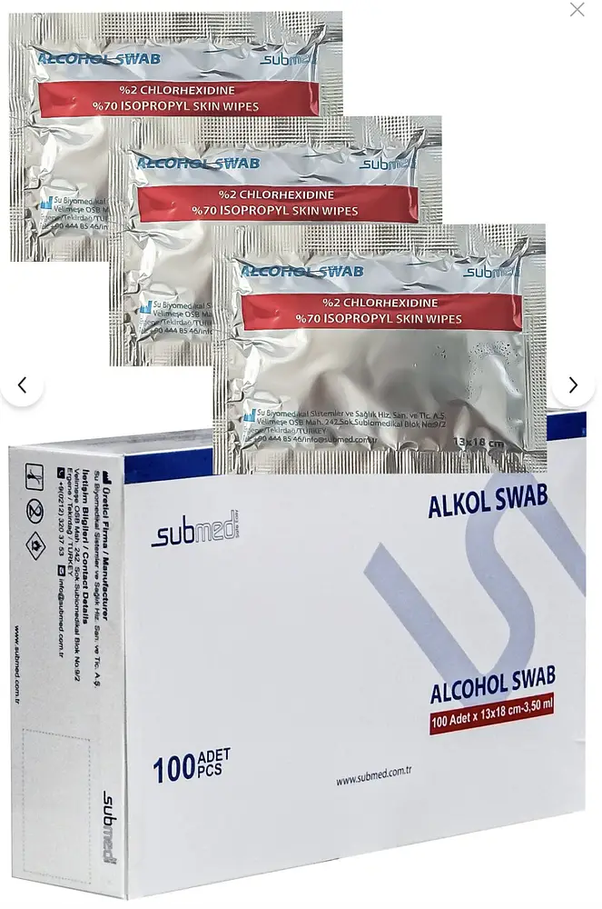 Submed Alcohol Swab Chlorhexidine 2% Disinfectant Skin Wipes