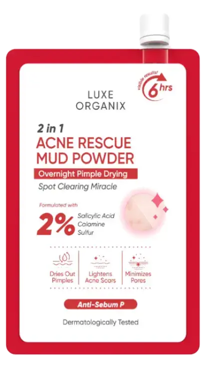 Luxe Organix 2-In-1 Acne Rescue Mud Powder Overnight Pimple Drying