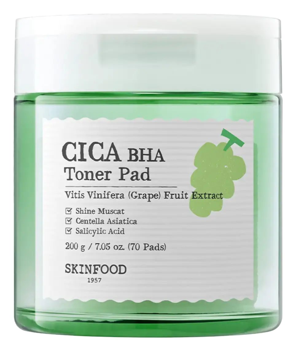 Skinfood Shine Muscat Cica BHA Toner Pad