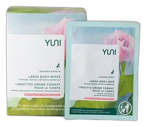 Yuni Beauty Shower Sheets Large Body Wipes Rose Cucumber