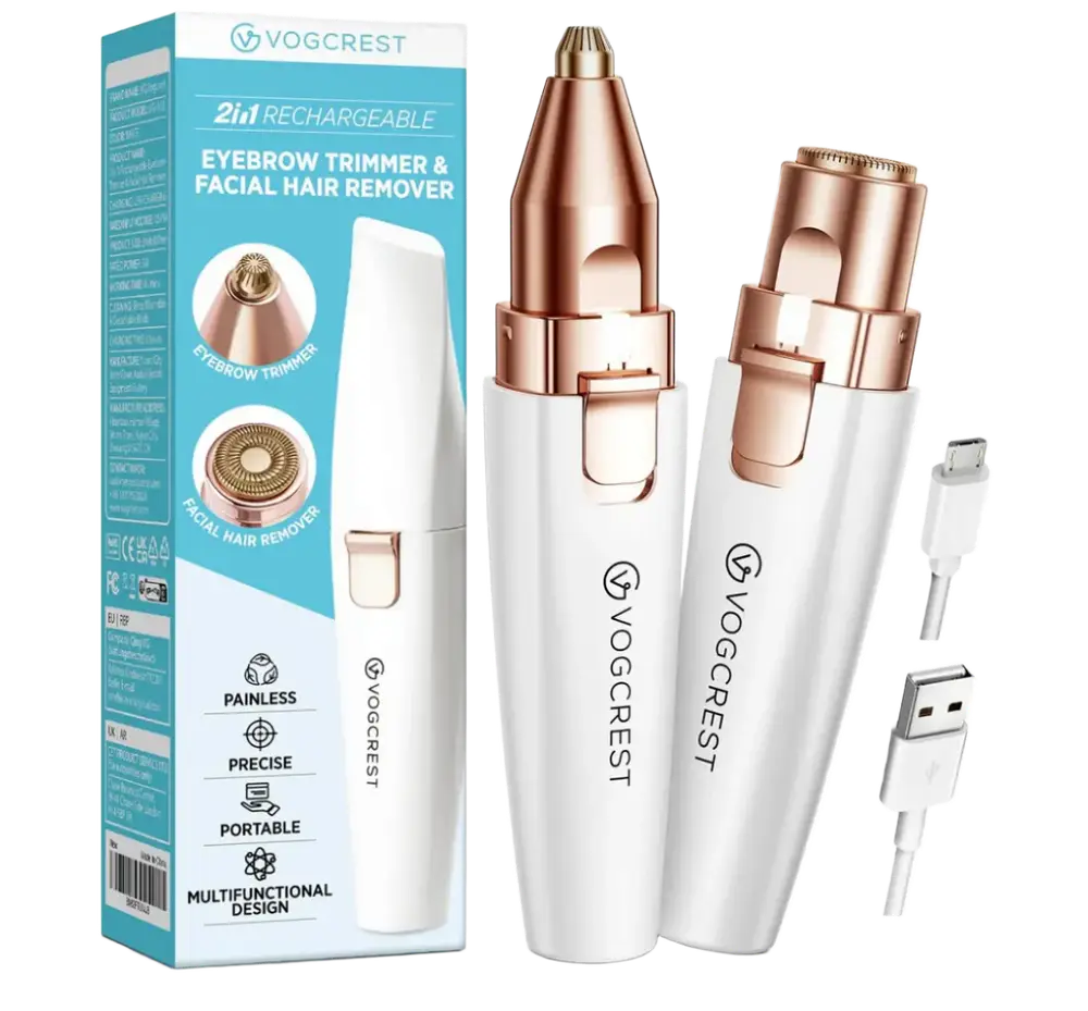 Vogcrest 2 In 1 Eyebrow & Facial Hair Trimmer White