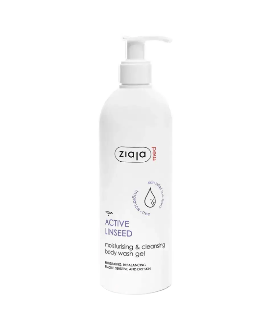 Ziaja Med Active Linseed Moisturising & Cleansing Body Wash Gel