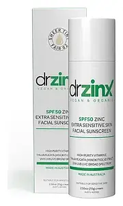 Dr Zinx Organic Extra Sensitive Mineral Sunscreen SPF 50 Zinc + Thuja