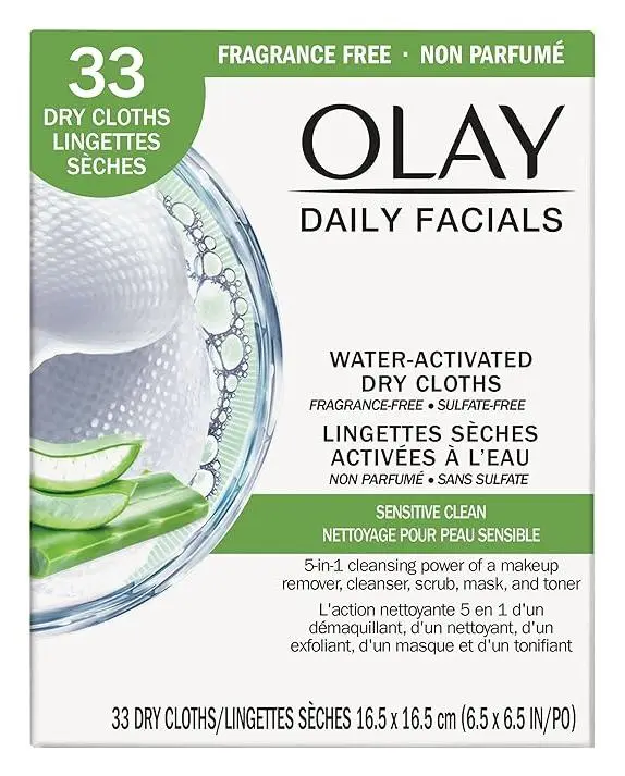 Olay Daily Facials Water-Activated Dry Cloths Sensitive