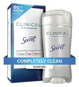 Secret Clinical Strength Clear Gel Antiperspirant Completely Clean