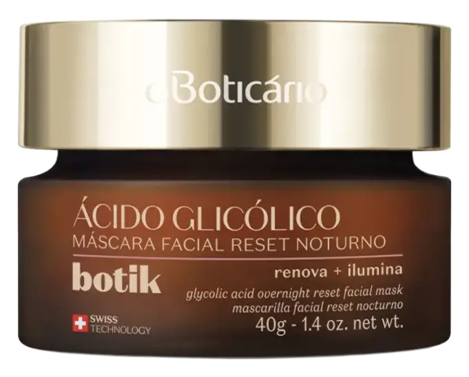 O Boticário Máscara Facial Reset Noturno Ácido Glicólico Botik