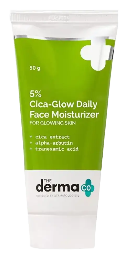 The Derma Co 5% Cica-Glow Daily Face Moisturizer with Alpha Arbutin & Tranexamic Acid