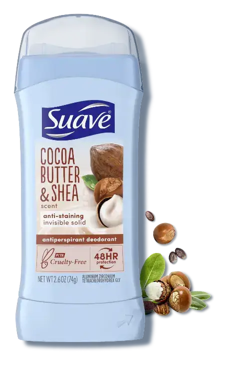 Suave Invisible Solid Deodorant Stick Cocoa Butter & Shea