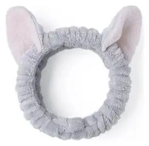 Elancee Animal Face Wash Headband Cat Ears - Grey