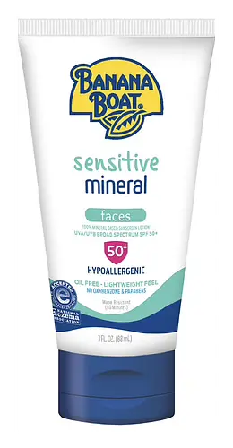 Banana Boat Sensitive 100% Mineral Face Sunscreen Lotion SPF 50+