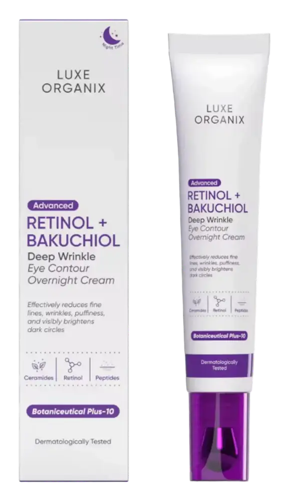 Luxe Organix Advanced Retinol + Bakuchiol Deep Wrinkle Eye Contour Overnight Cream