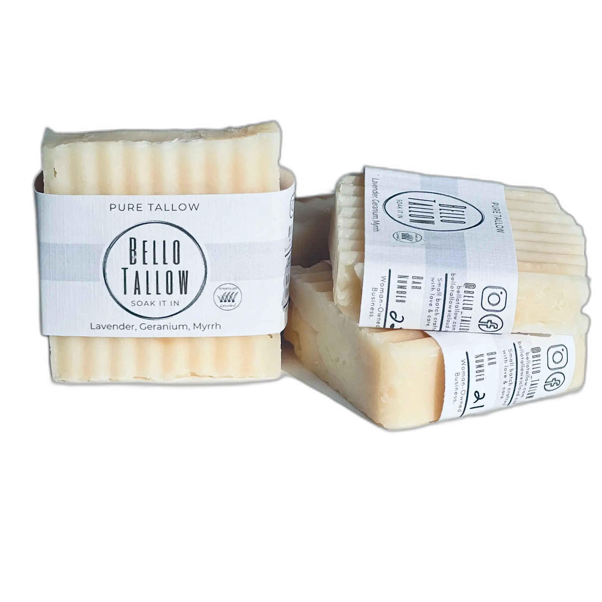 Bello Tallow Pure Tallow Soap Lavender, Geranium, Myrrh