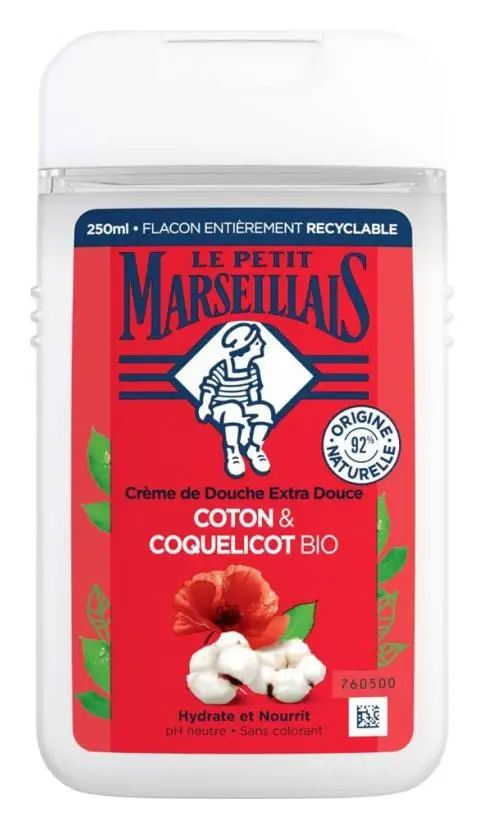 Le Petit Marseillais Extra Gentle Shower Cream Milk Cotton and Red Poppy