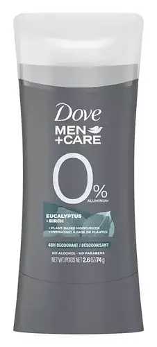 Dove Men 0% Aluminum Deodorant Eucalyptus & Birch 48h Stick