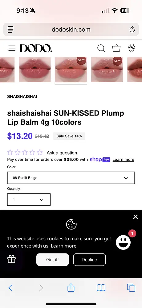 shaishaishai Sun-Kissed Plump Lip Balm Sunlit Beige