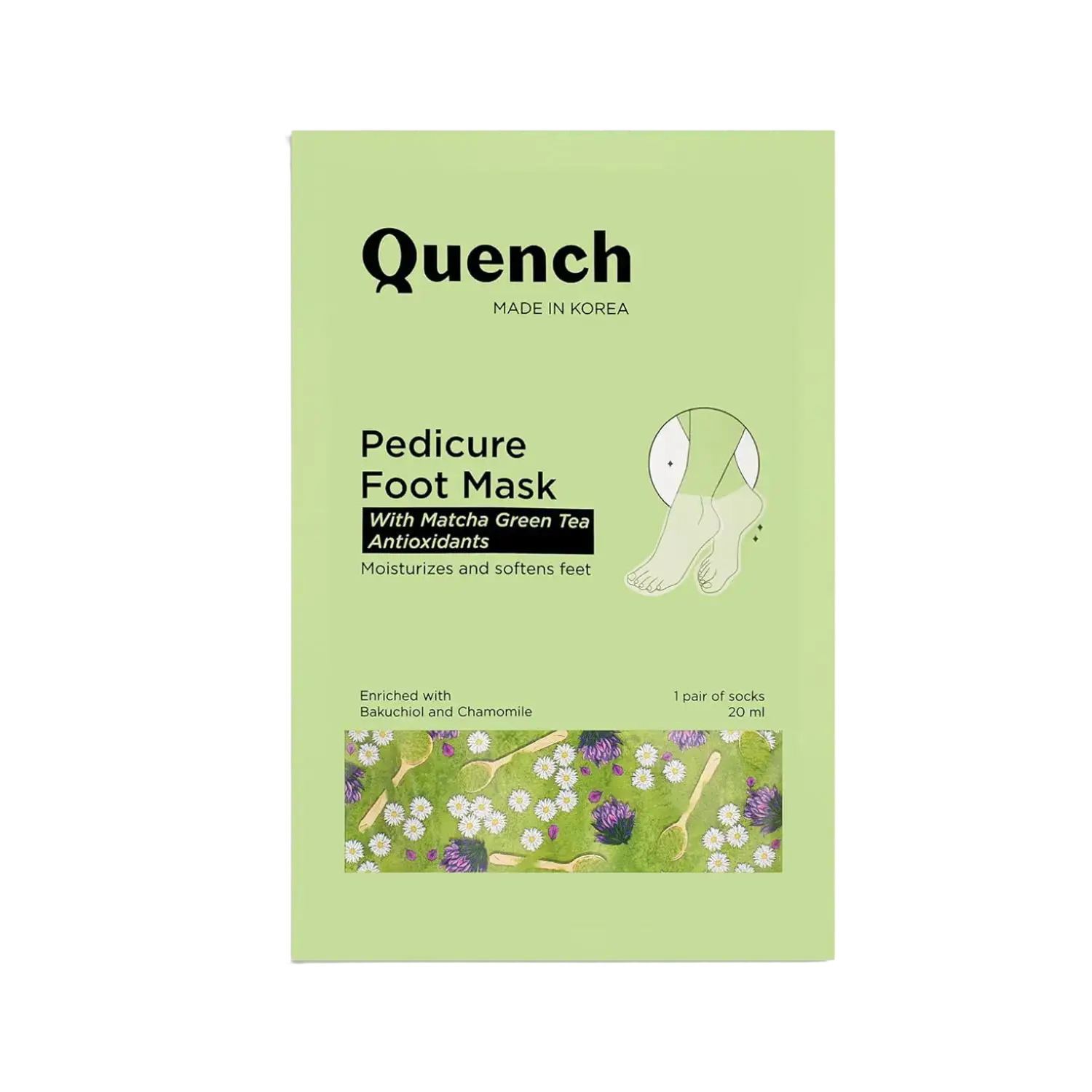 Quench Botanics Pedicure Foot Mask With Matcha Green Tea Antioxidants