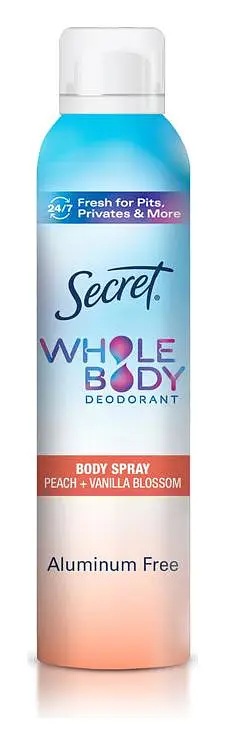 Secret Whole Body Aluminum Free Deodorant Spray Peach & Vanilla