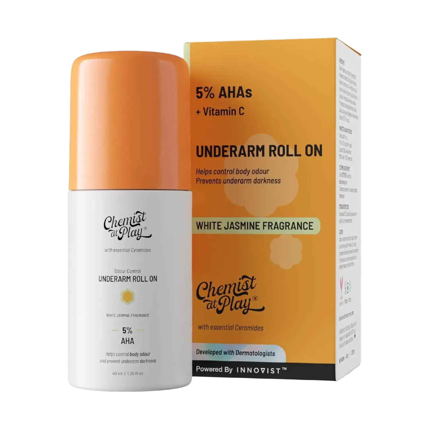Chemist at Play Underarm Roll-On With 5% AHA White Jasmine