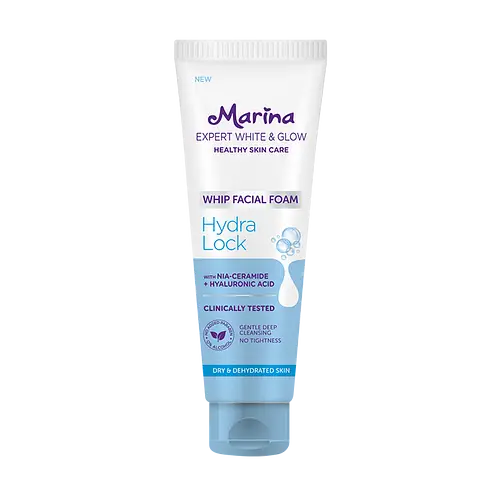 Marina Expert White & Glow Whip Facial Foam- Hydra Lock