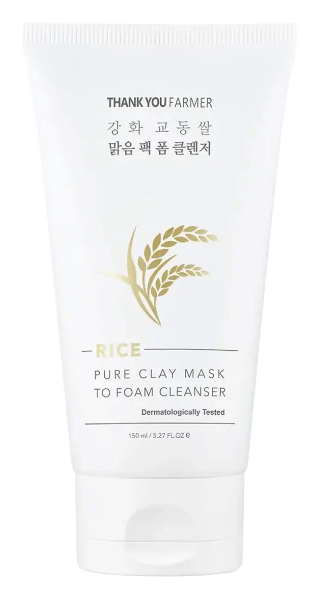 Thank You Farmer Rice Pure Clay Mask To Foam Cleanser