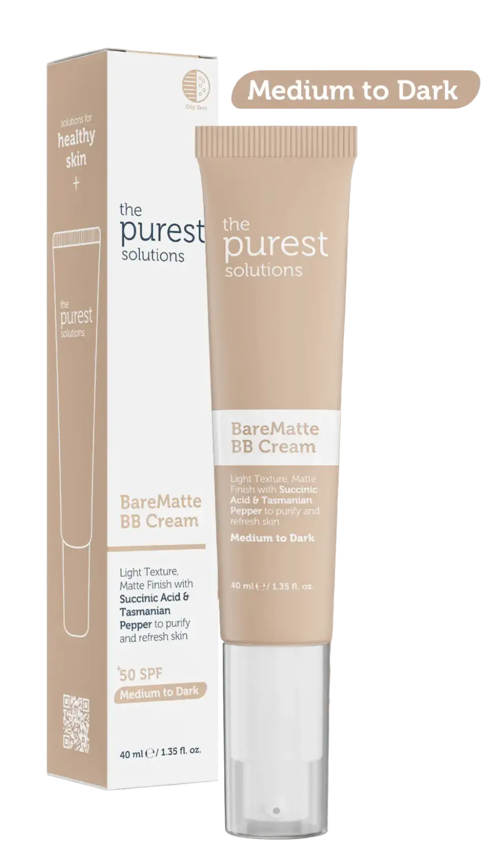 The Purest Solutions BareMatte BB Cream SPF 50+ Medium To Dark