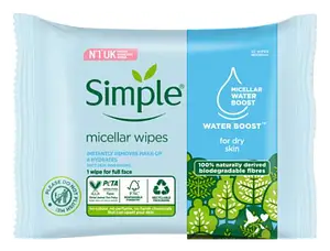 Simple Skincare Micellar Water Boost Biodegradable Wipes