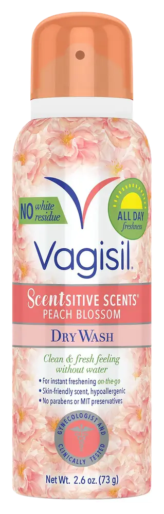 Vagisil Scentsitive Scents Feminine Dry Wash Spray Peach Blossom