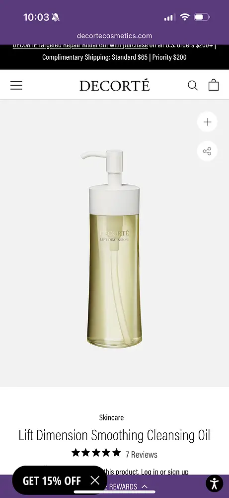 Decorte Lift Dimension Smoothing Cleansing Oil
