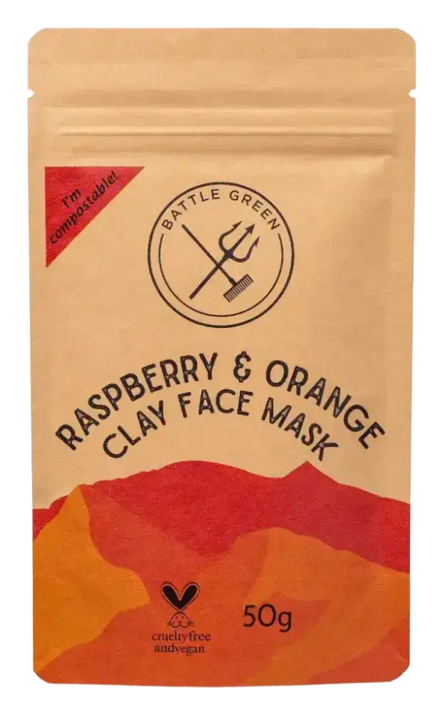 Battle Green Clay Face Mask Raspberry & Orange