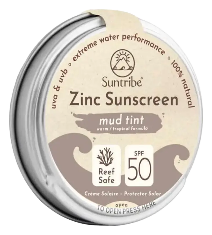 Suntribe Natural Mineral Face & Sport Zinc Sunscreen SPF 50 Mud tint